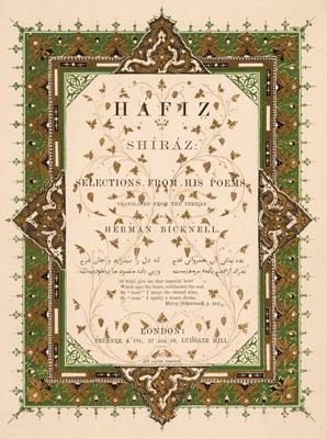 Lot 395 - Bicknell (Herman, translator). Háfiz of Shíráz: Selections from his poems, 1875