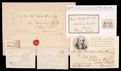 Lot 238 - British Prime Ministers. A group of 6 autographs of British prime ministers, 1820s/1830s