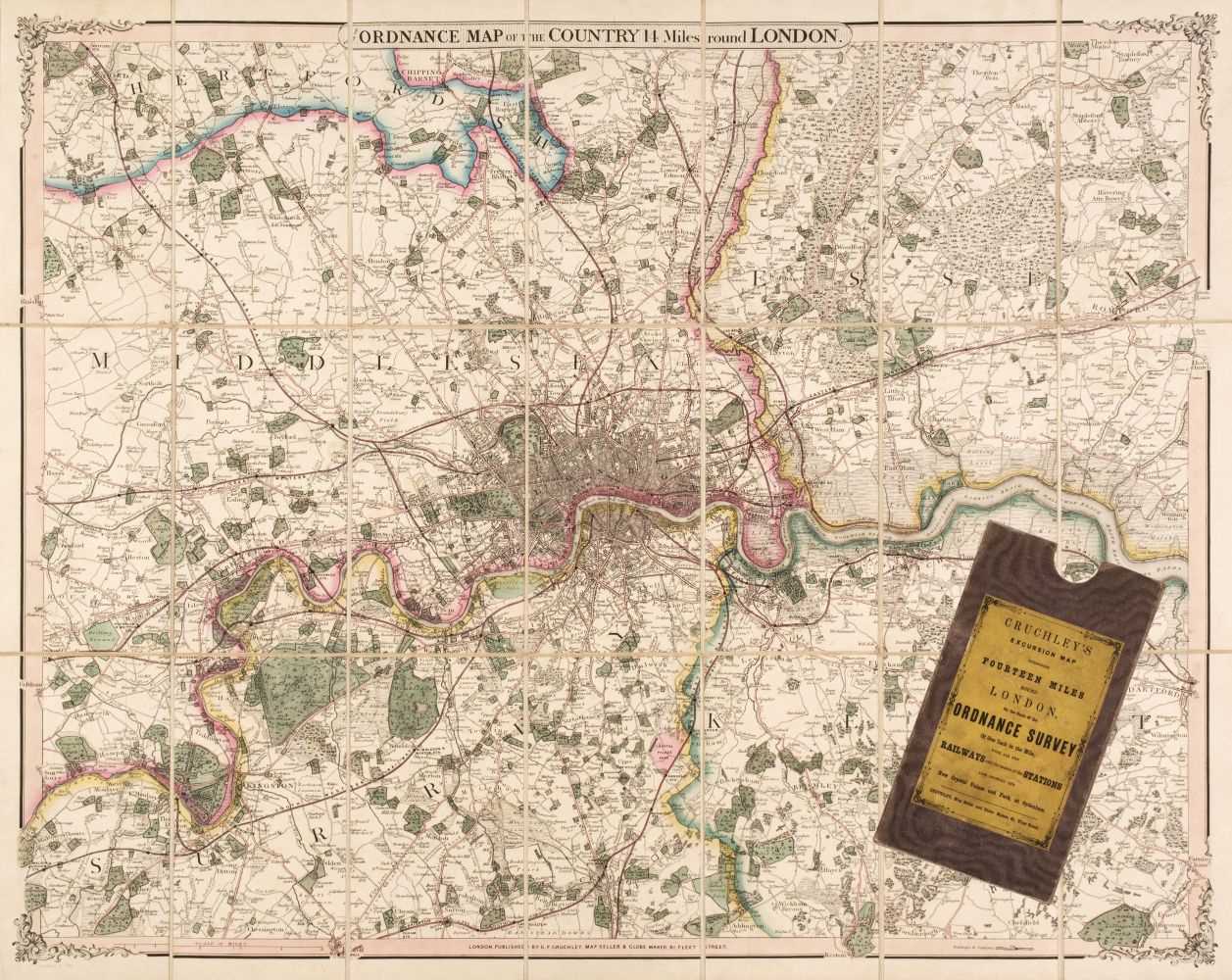 Lot 188 - London. Cruchley (G. F.), Ordnance Map of the Country 14 Miles round London, 1853