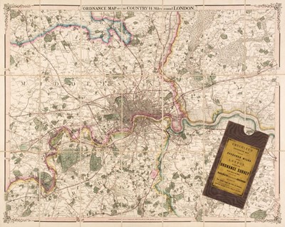 Lot 188 - London. Cruchley (G. F.), Ordnance Map of the Country 14 Miles round London, 1853