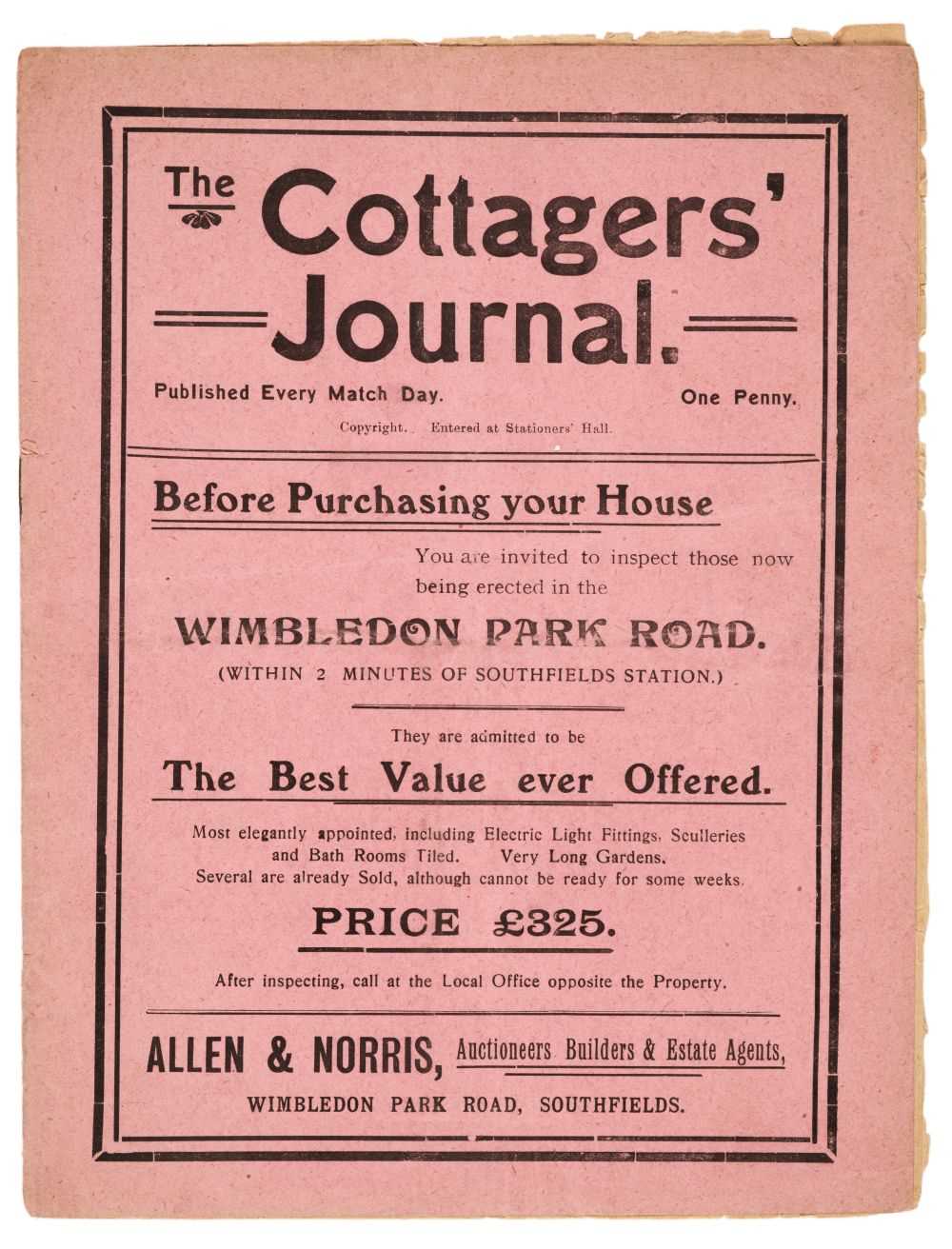 Lot 443 - Fulham Football Club. The Cottagers Journal,