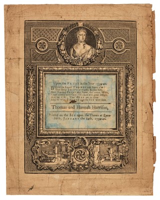 Lot 386 - Frost Fair Broadside. Upon the Frost in the Year 1739-40. Printed on the Ice upon the Thames