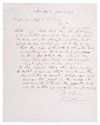 Lot 312 - Barnum (Phineas Taylor, 1810-1891). Autograph Letter Signed, 'P.T. Barnum', New York, 24 February 1856