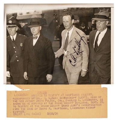 Lot 345 - Lindbergh (Charles Augustus, 1902-1974). Photograph Signed, 'C.A. Lindbergh', 1930s