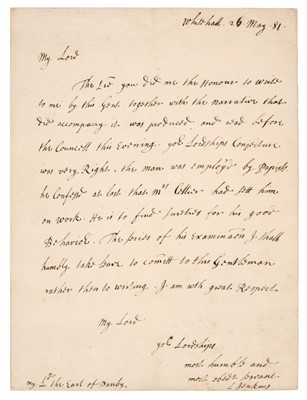 Lot 214 - Jenkins (Leoline, 1625-1685). Autograph Letter Signed, 'L. Jenkins', Whitehall, 26 May 1681