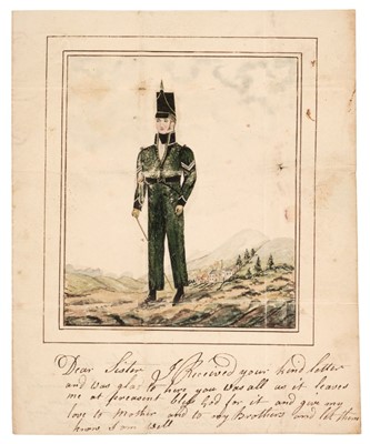 Lot 289 - Peninsular War. A rare illustrated Autograph Letter Signed from Corporal Daniel Sanders