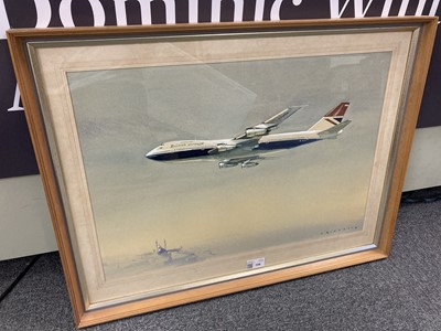 Lot 108 - Day (Eric H, 1900-95). Boeing 747 G-AWMN flying over the middle-east 1981