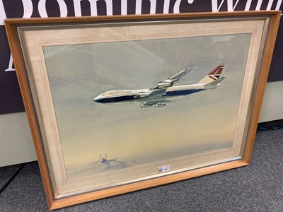 Lot 108 - Day (Eric H, 1900-95). Boeing 747 G-AWMN flying over the middle-east 1981