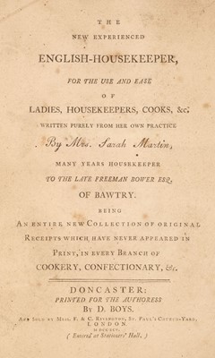 Lot 287 - Martin (Sarah). The New Experienced English-Housekeeper, 1st edition, 1795