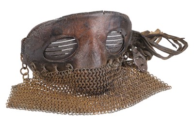 Lot 326 - Tank Corps. A WWI tank crew anti-splinter face mask, Private Sidney James Morris, Tank Corps