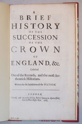 Lot 175 - [Somers, John Somers, Baron]. A Brief History of the Succession of the Crown of England, 1688/9