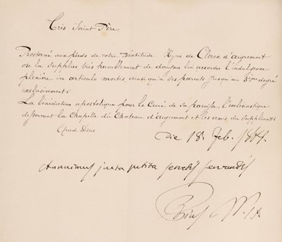 Lot 246 - Pius IX (1792-1878. Document Signed, 'Pius P.P. IX', 18 February 1869