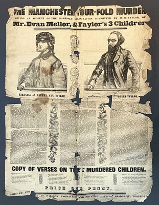 Lot 400 - Murder Broadside. The Manchester Four-Fold Murder... , Bideford, [Devon, 1862], printed broadside