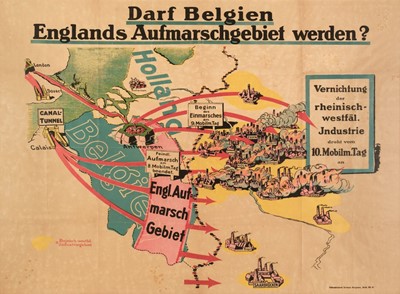 Lot 426 - World War One Poster. Darf Belgien Englands Aufmarschgebiet Werden? Berlin, c. 1914