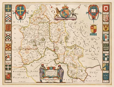 Lot 183 - Oxfordshire. Blaeu (Johannes), Oxonium Comitatus vulgo Oxford Shire, Amsterdam, circa 1646