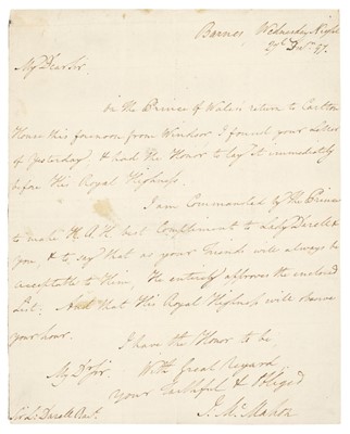 Lot 231 - Royal Servants. A collection of 72 Autograph Letters Signed & Typed Letters Signed, 1797