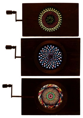 Lot 91 - Magic Lantern Slides. A group of 5 hand-painted kaleidoscopic chromotropes