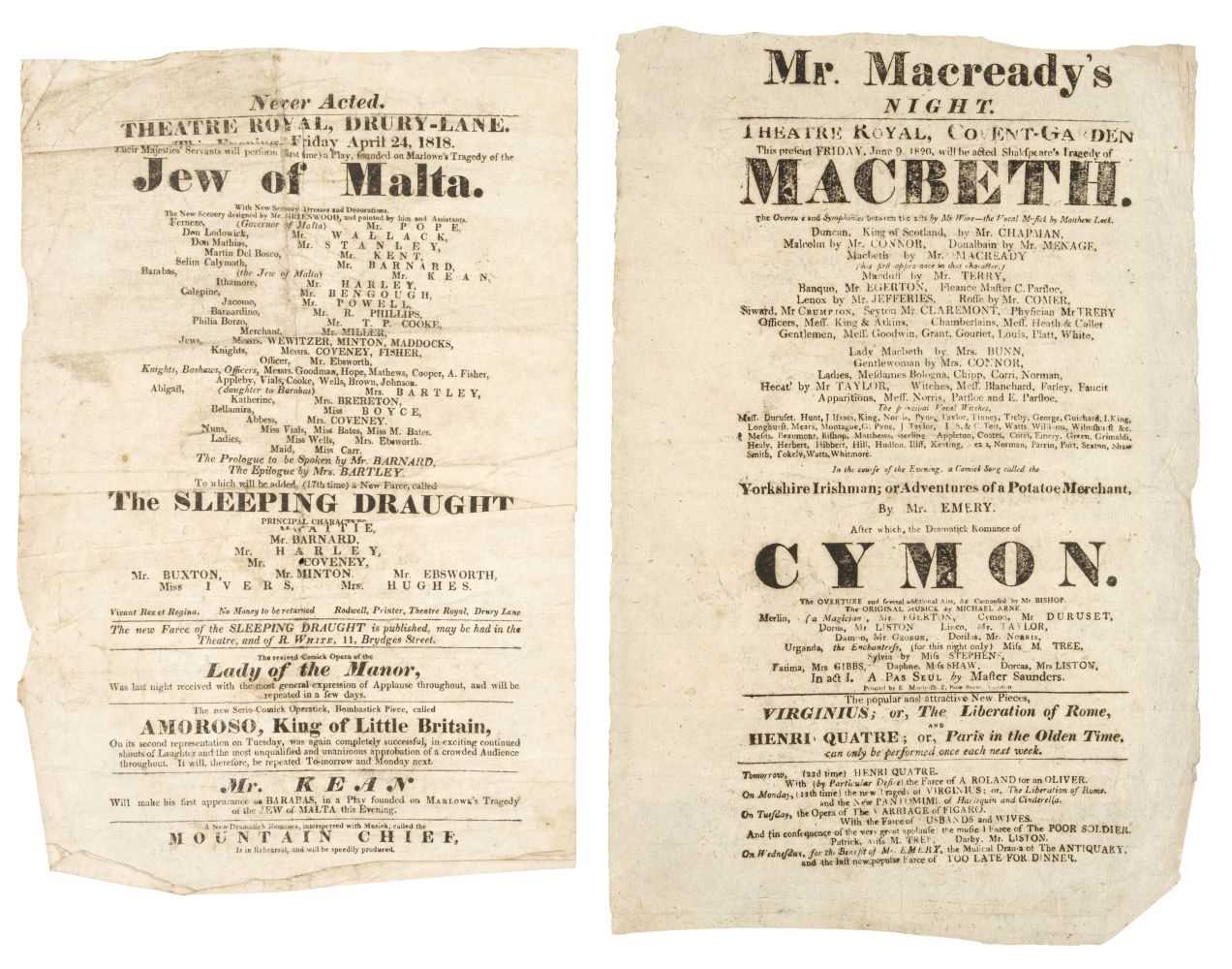 Lot 421 - Theatre Broadsides. A group of 42 printed