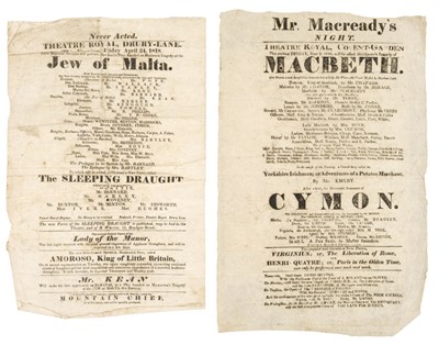 Lot 421 - Theatre Broadsides. A group of 42 printed letterpress theatre broadsides, London, c. 1779-1869