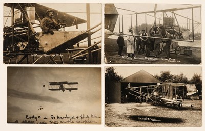 Lot 406 - Postcards. A group of 45 mostly real photo postcards of Samuel F. Cody and his aeroplanes