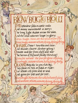 Lot 792 - Rice Oxley (Margaret, 1888-1968). Original illumination titled Blow Bugle Blow