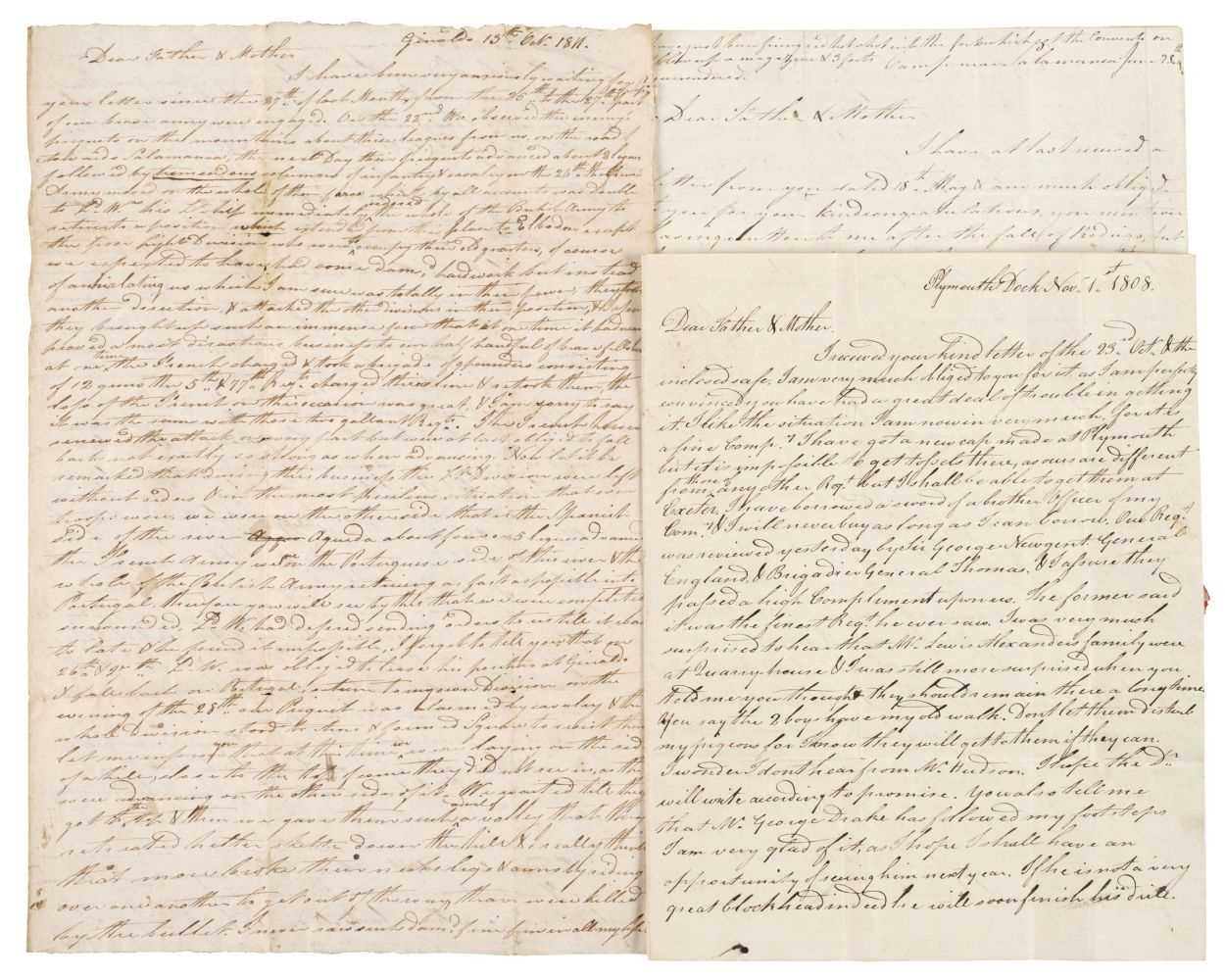 Lot 294 - Peninsular War. Two important campaign letters from Alexander Steele describing the actions at El Boden and Salamanca