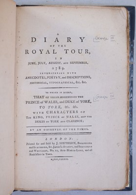 Lot 181 - George III.  A diary of the royal tour in June, July, August, and September, 1789