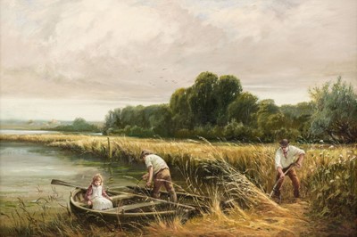 Lot 79 - English School. The Marsh Reed Cutters, 19th century