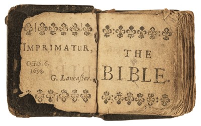 Lot 578 - Thumb Bible. Verbum Sempiternum [and] Salvator Mundi, F. Collins for T. Ilive, 1693, & 1 other