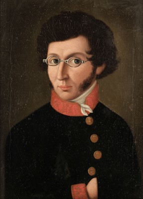 Lot 73 - Naive School. Portrait of a young Prussian Gentleman, Continental, circa 1820