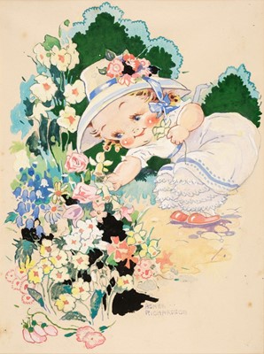 Lot 793 - Richardson (Agnes, 1885-1951). Girl Picking Daffodils