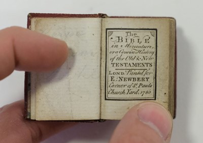 Lot 570 - Miniature Bibles. The Bible in Miniature, for E. Newbery, 1780, & 1 other