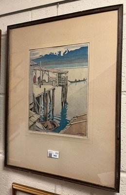 Lot 343 - Phillips (Walter Joseph, 1884-1963). Jim King's Wharf, Alert They, B. C., 1927