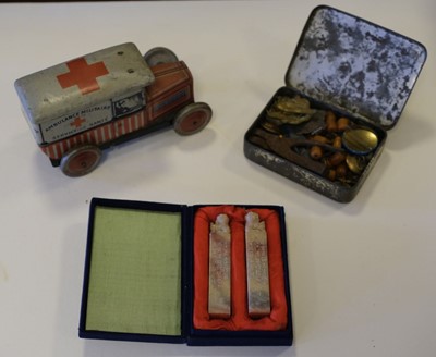 Lot 505 - Toys. An early 20th century French tinplate clockwork Peugeot 201 ambulance