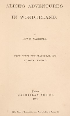 Lot 658 - Dodgson (Charles Luttwidge, "Lewis Carroll") Alice's Adventures in Wonderland, 1866