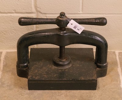 Lot 326 - Book press. A cast iron book press