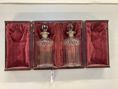Lot 419 - Decanters. A pair of Victorian glass decanters, probably for Campaign use circa 1870