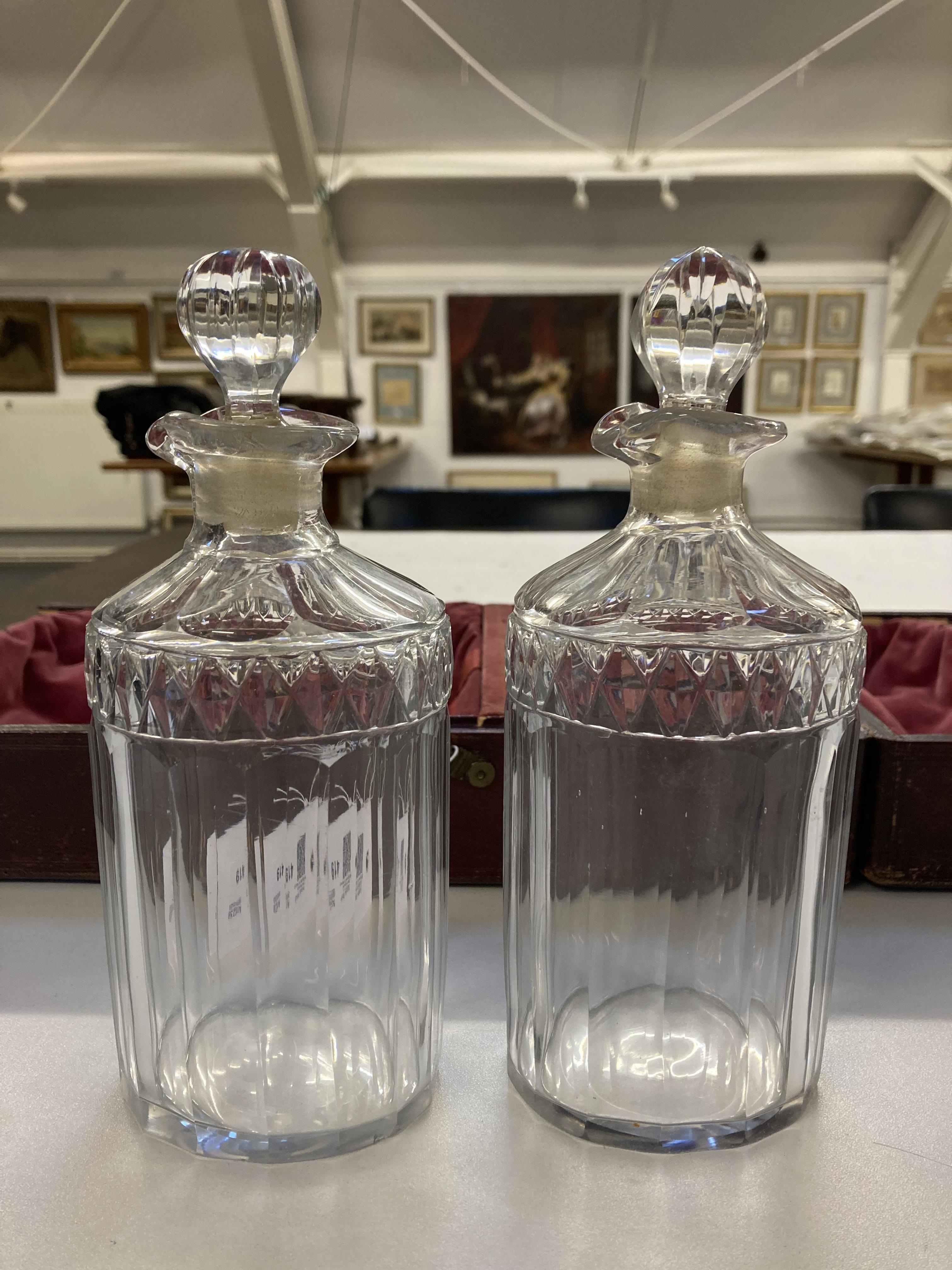 Lot 419 - Decanters. A pair of Victorian glass