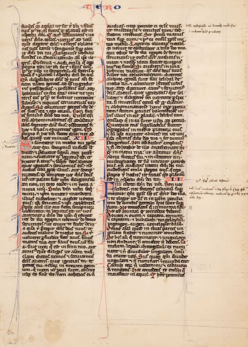 Lot 268 - Illuminated leaf. An illuminated Bible leaf, France, c.1270