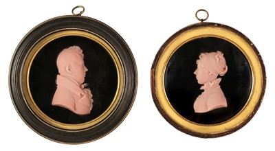 Lot 97 - Roux (Peter, 1771-1852). A pair of miniature wax relief portraits of Rev. & Mrs E. Thorold, 1809-10