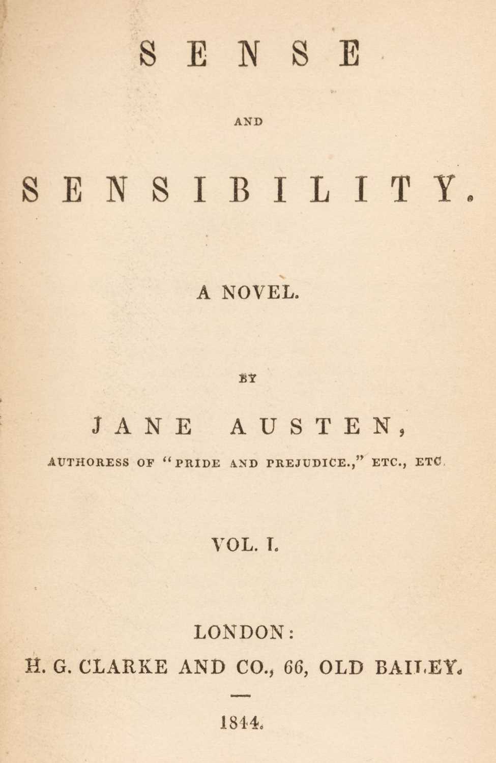 Lot 593 - Austen (Jane). Sense and Sensibility, 2 volumes, London: H.G. Clarke & Co, 1844