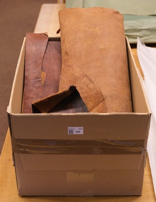 Lot 342 - Leather. A selection of pieces of vintage 'Russia' leather, circa 18th century?