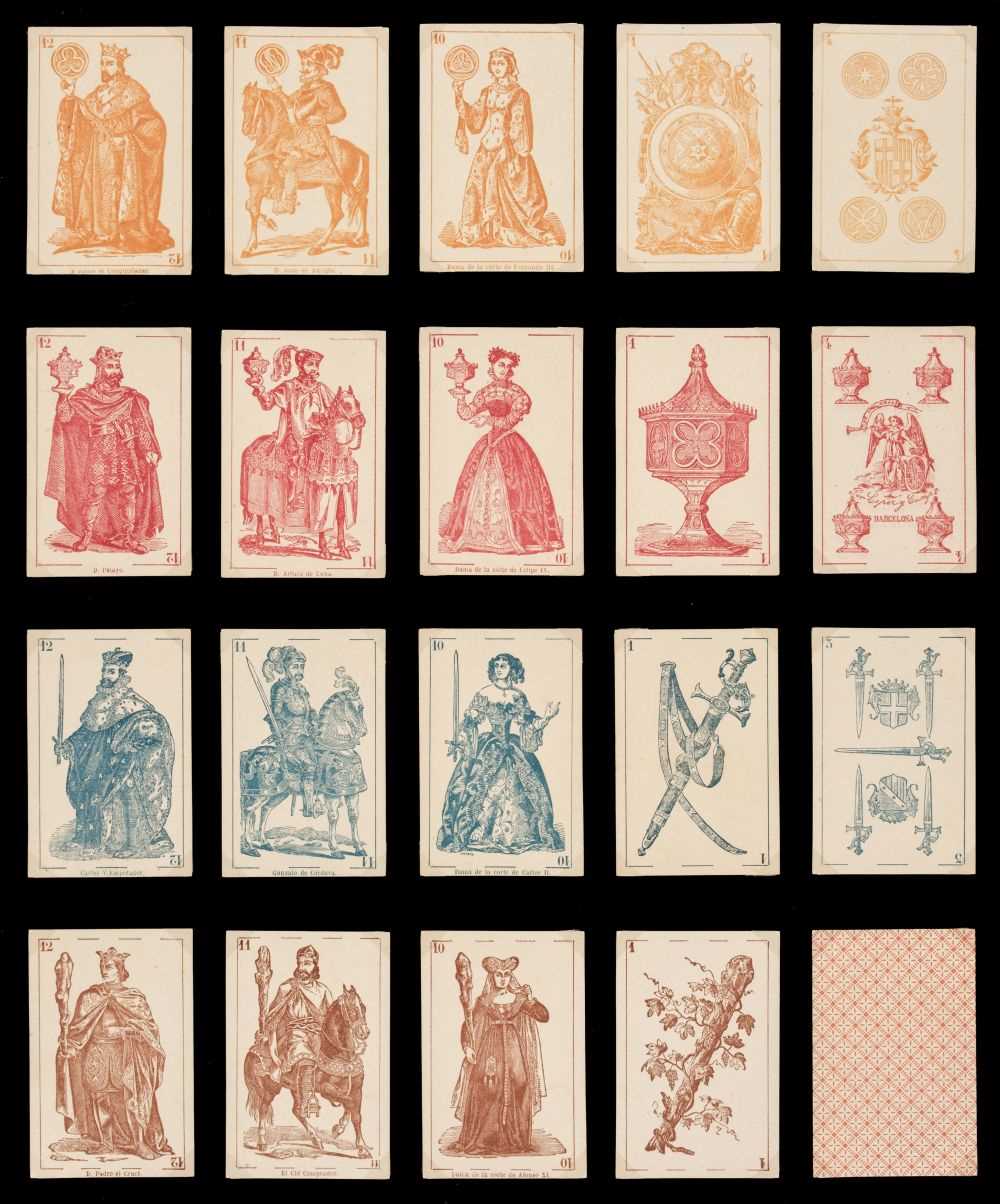 Lot 523 - Spanish playing cards. A non-standard deck, Barcelona: Lopez & Co., mid-late 19th C., & 16 others