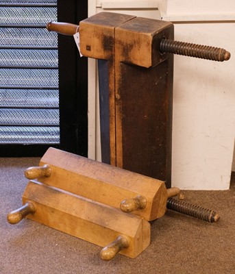 Lot 353 - Finishing presses. Three hardwood finishing presses