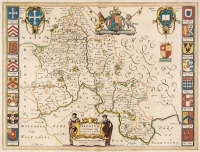 Lot 182 - Oxfordshire. Blaeu (Johannes), Oxonium Comitatus vulgo Oxford Shire, Amsterdam, circa 1646