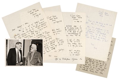 Lot 907 - Hughes (Ted, 1930-1998). A group of 8 autograph manuscript letters to Alan Hancox, 1983-1992
