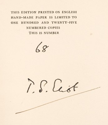 Lot 862 - Eliot (T. S.).Dante, 1st edition, 1929