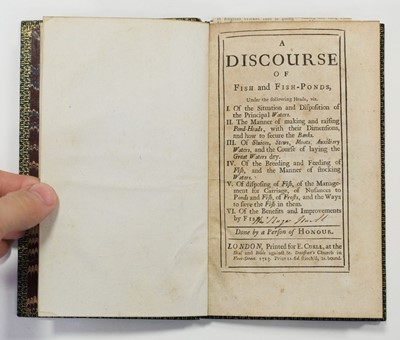 Lot 94 - North, Roger. A Discourse of Fish and Fish-Ponds... , 1st edition, London: E. Curll, 1713