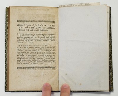 Lot 94 - North, Roger. A Discourse of Fish and Fish-Ponds... , 1st edition, London: E. Curll, 1713