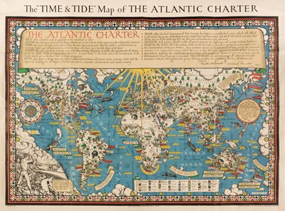 Lot 215 - World. Gill (Macdonald). The "Time and Tide" Map of the Atlantic Charter, 1944